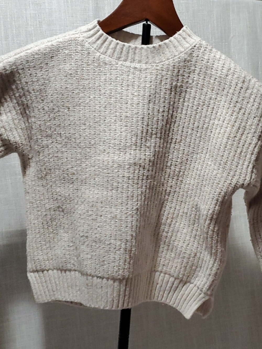 Old Navy Cream Crewneck Textured Knit Sweater